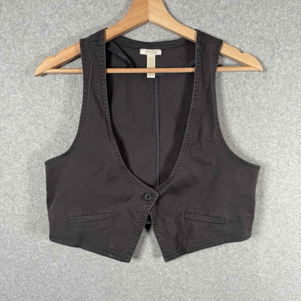 ambiance apparel cropped vest womens large vintage Y2K gray office